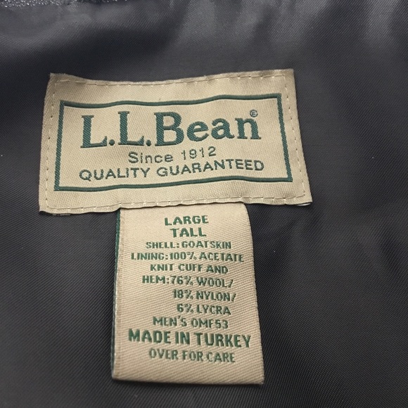 L.L. Bean Men’s Brown Goatskin Leather Classic Flight Bomber Jacket Size LT - Picture 9 of 11